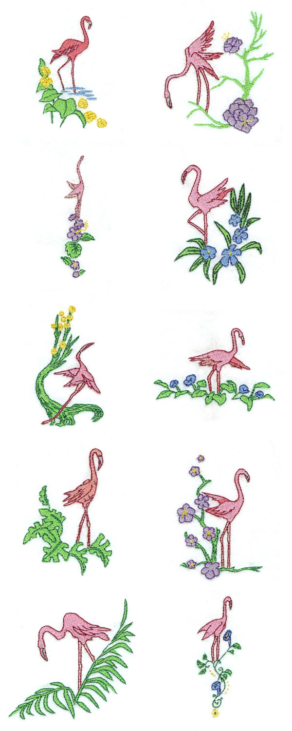 Flamingos Embroidery Machine Design Details