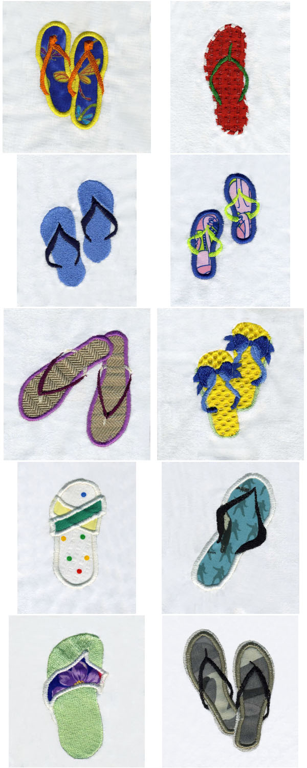 Flip Flops Embroidery Machine Design Details