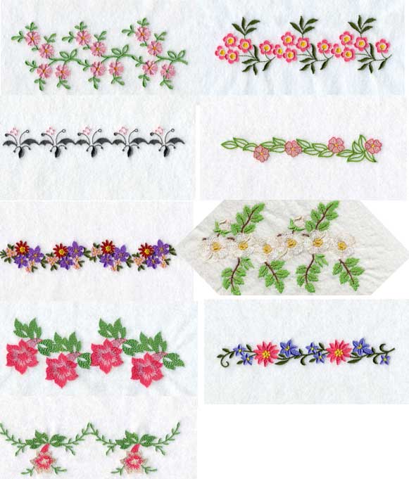 Floral Endless Borders 2 Embroidery Machine Design Details