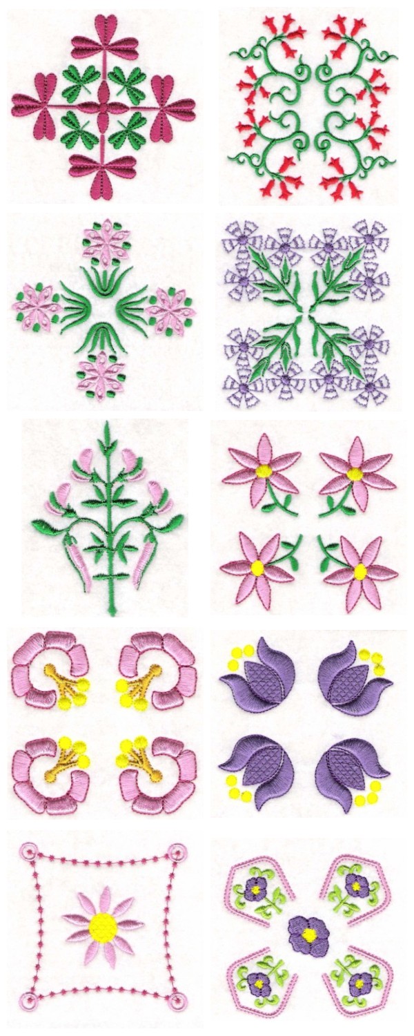 Floral Ornament Blocks Embroidery Machine Design Details