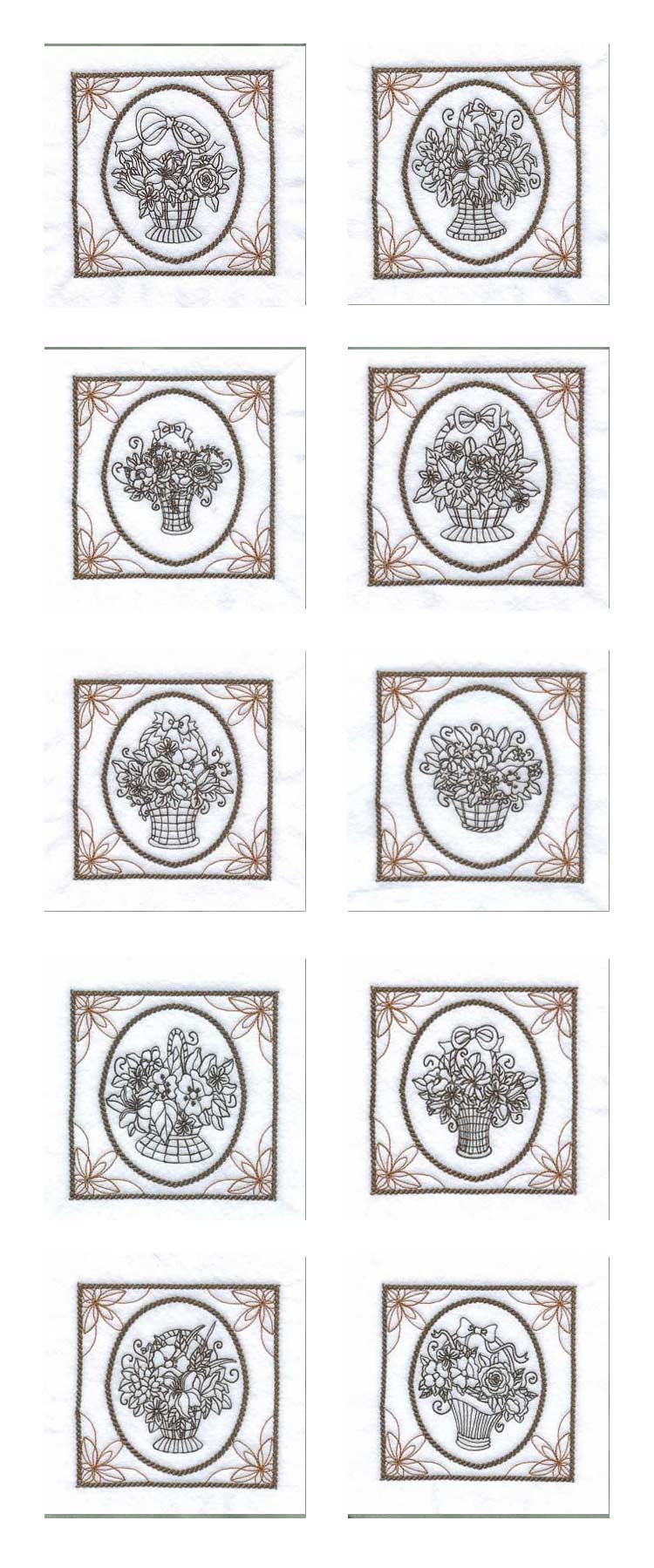 Flower Baskets Embroidery Machine Design Details