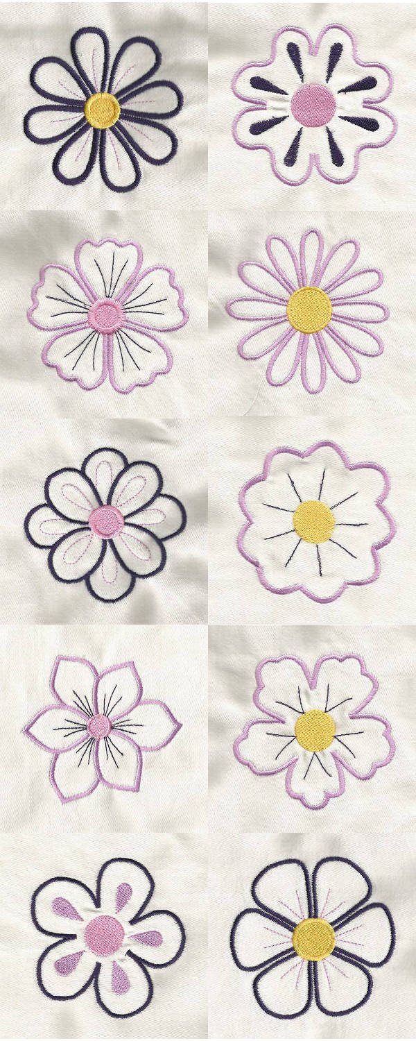 Flower Power Outlines Embroidery Machine Design Details