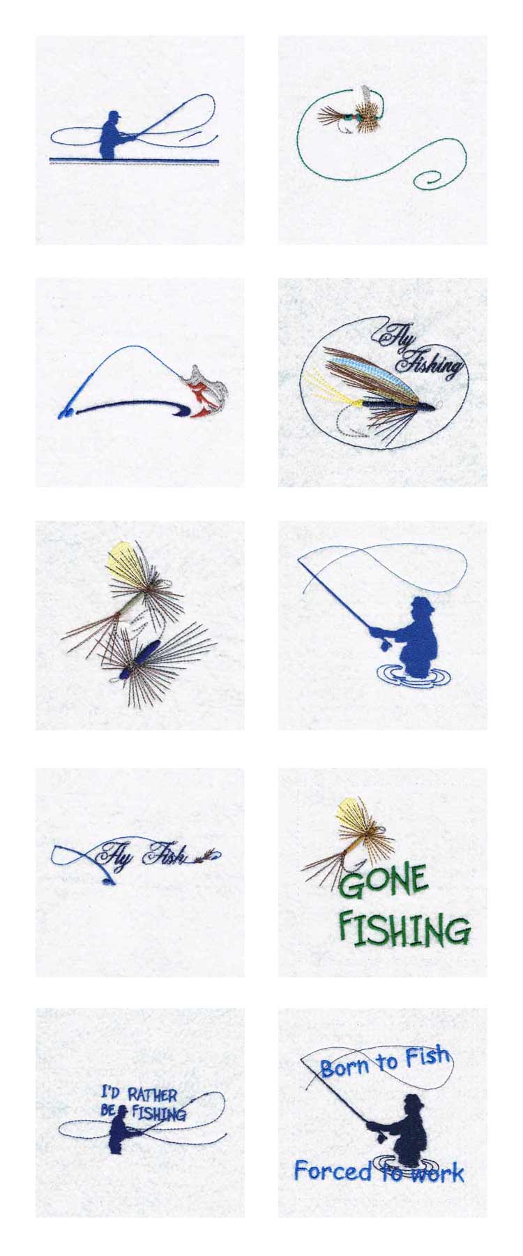 Fly Fishing Embroidery Machine Design Details