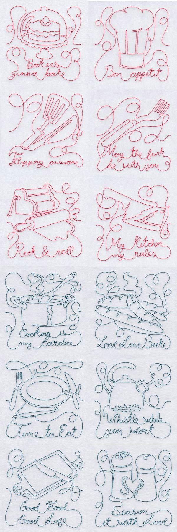 Free Motion Kitchen 2 Small Embroidery Machine Design Details