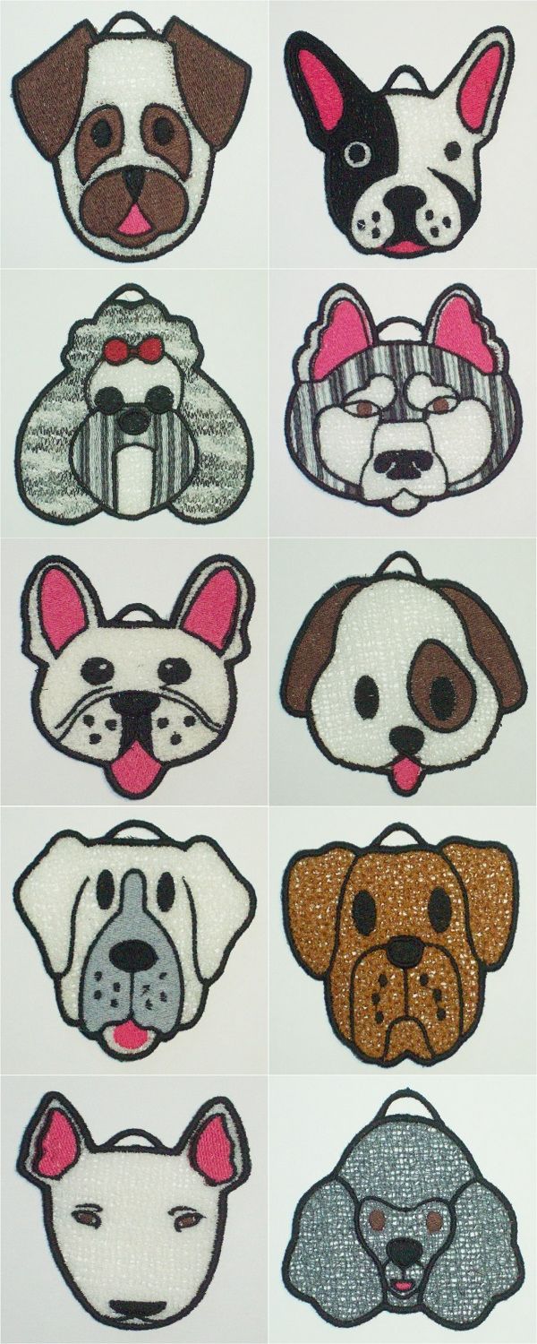 FSL Dog Ornaments 2 Embroidery Machine Design Details