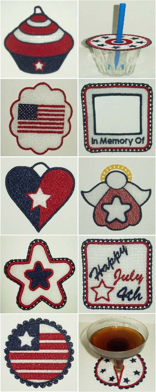 FSL July 4th Embroidery Machine Design Details