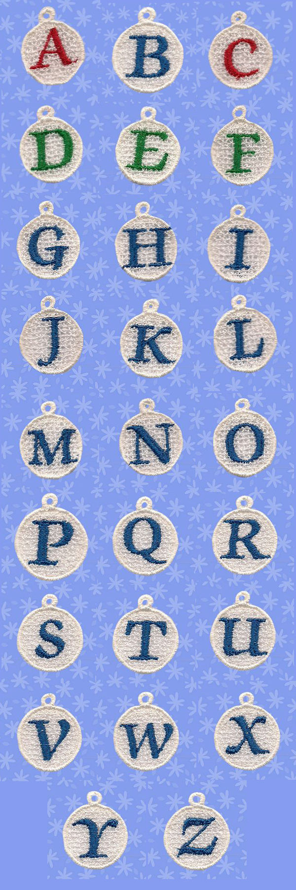 FSL Mini Charms Alphabet Embroidery Machine Design Details