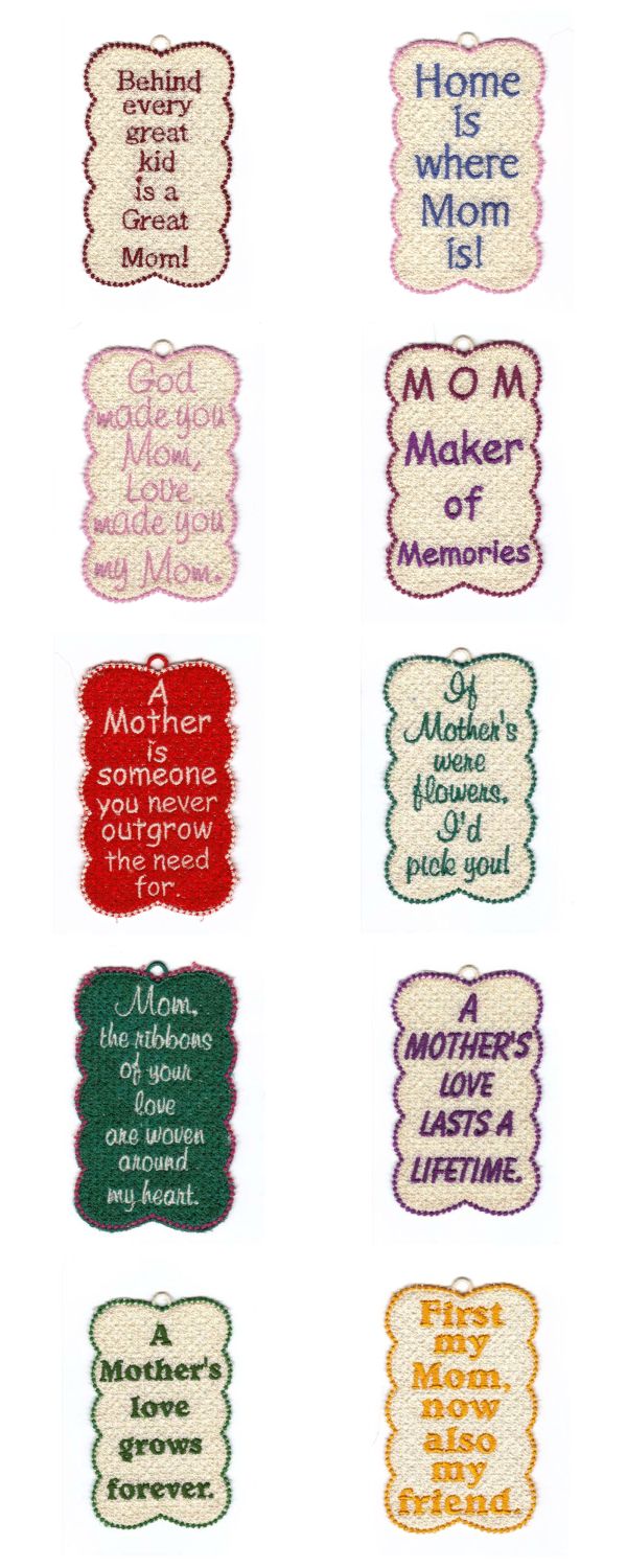 FSL Mothers Day Bookmarkers Embroidery Machine Design Details