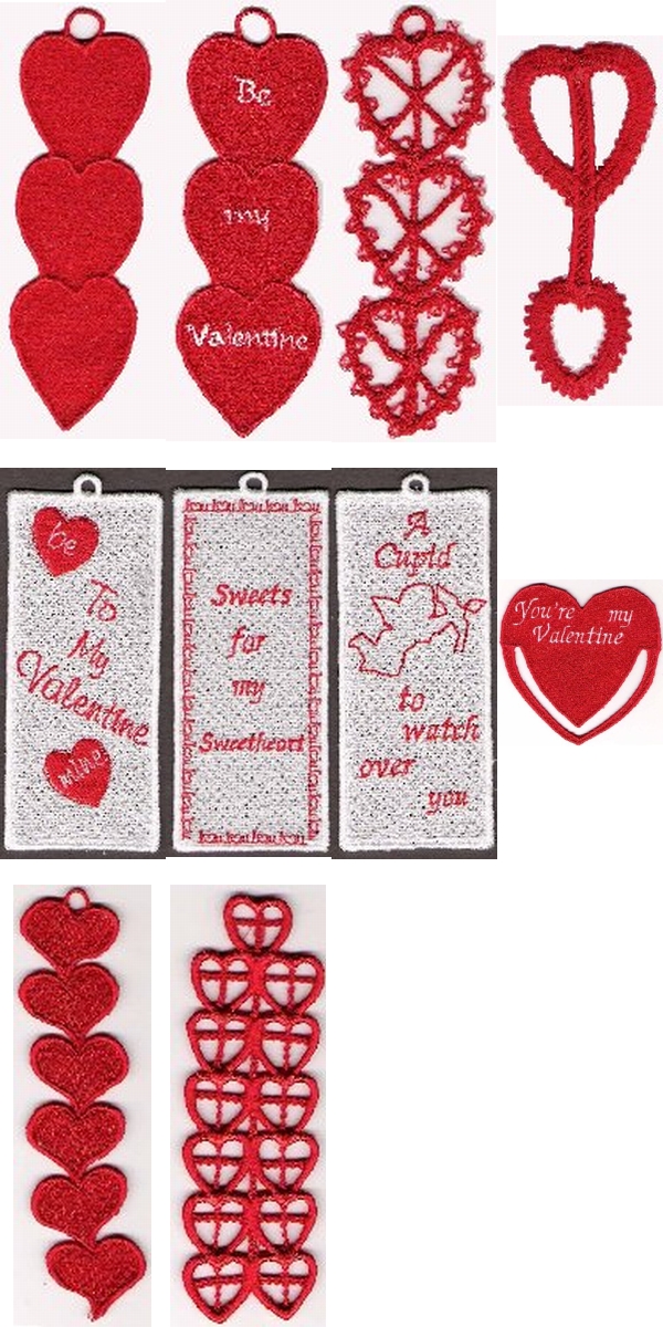 FSL Valentine Bookmarkers Embroidery Machine Design Details