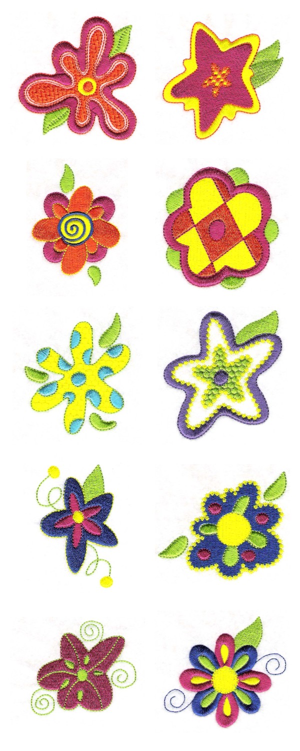 Funky Flowers Embroidery Machine Design Details