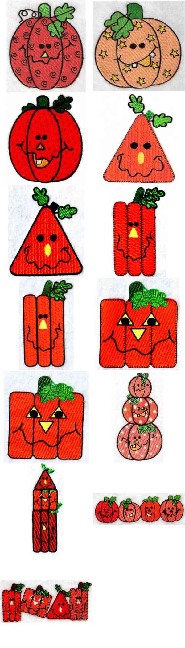 Funky Pumpkins Embroidery Machine Design Details