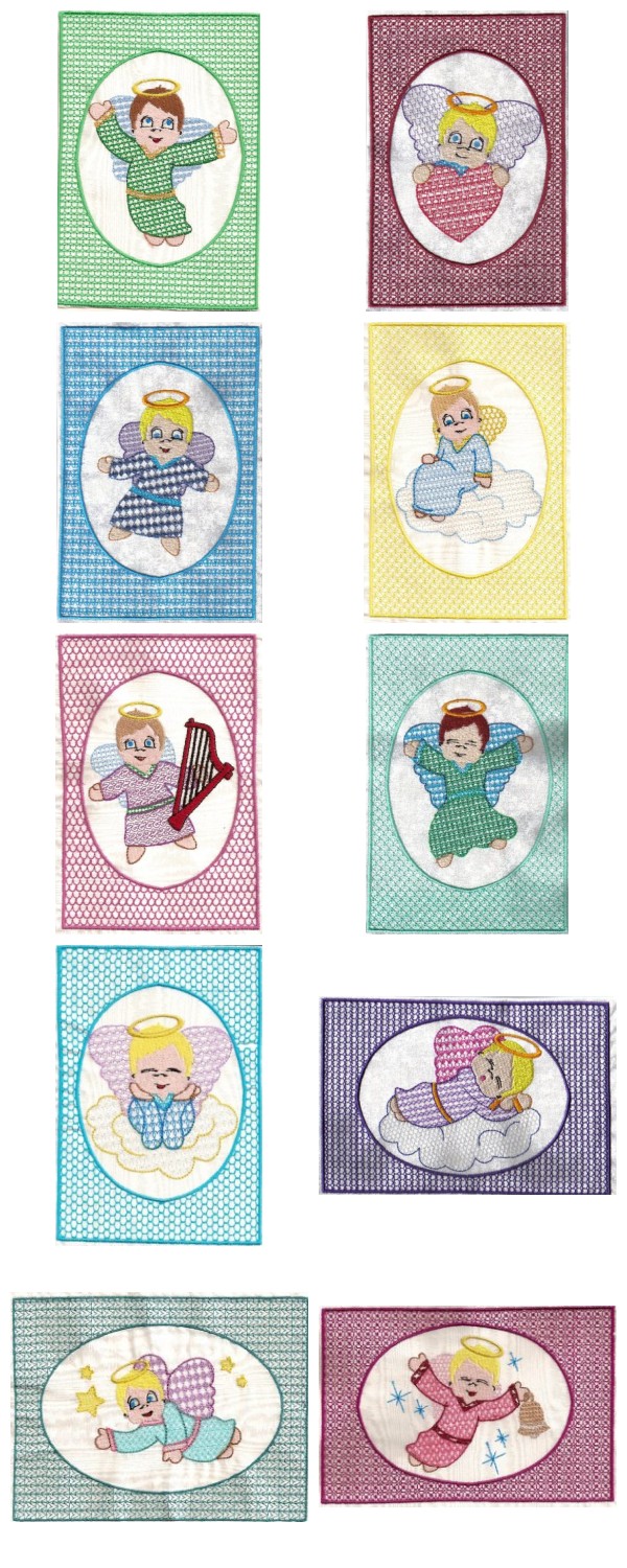 Funny Angel Quilt Blocks Embroidery Machine Design Details