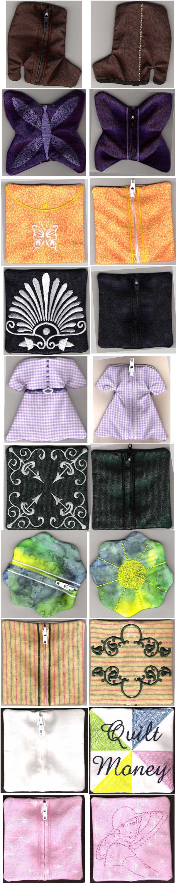 Girly Zipper Bag Embroidery Machine Design Details