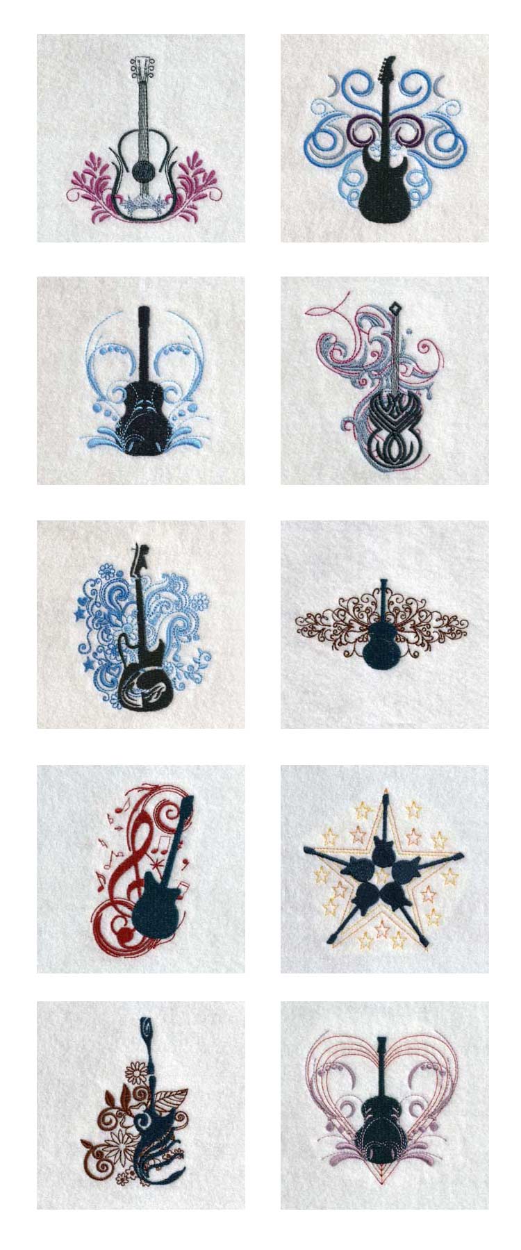 Guitars Embroidery Machine Design Details