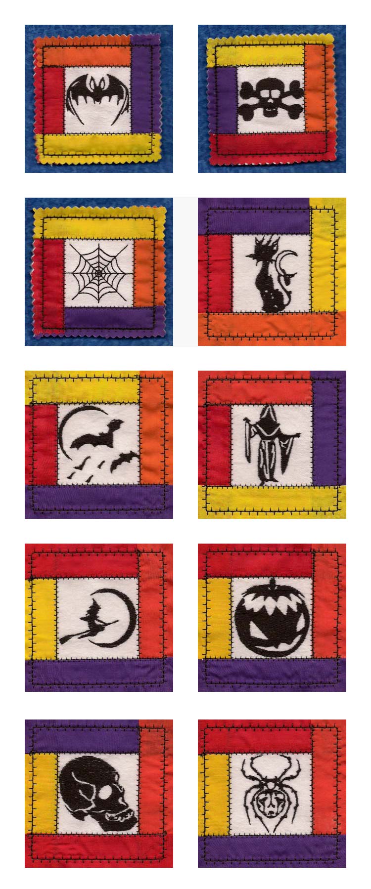 Halloween Blocks and Coasters Embroidery Machine Design Details
