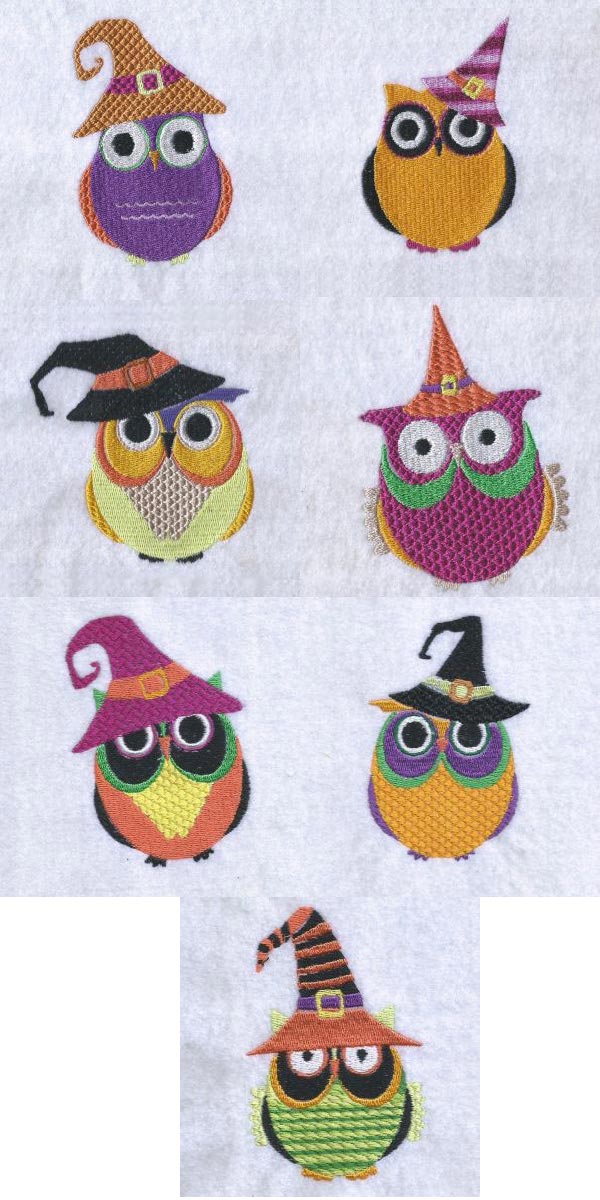 Halloween Hooties Embroidery Machine Design Details
