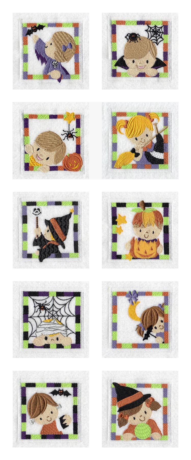 Halloween Kids Blocks Embroidery Machine Design Details