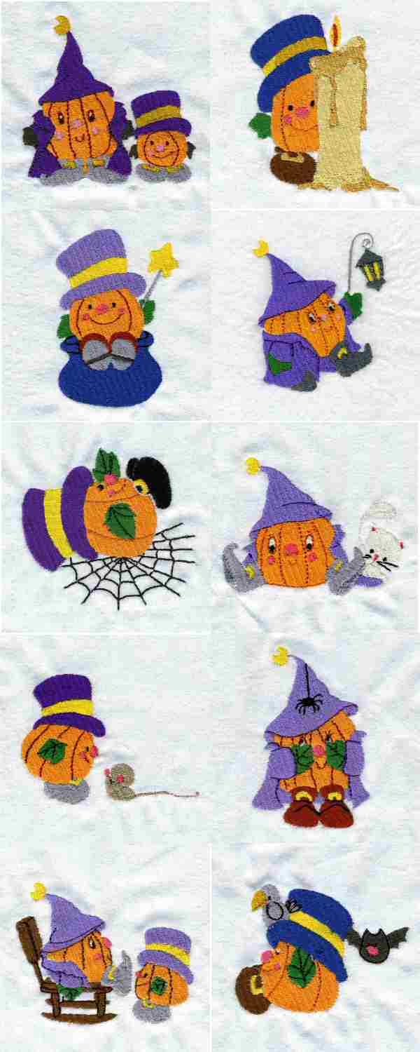 Halloween Living Pumpkins Embroidery Machine Design Details