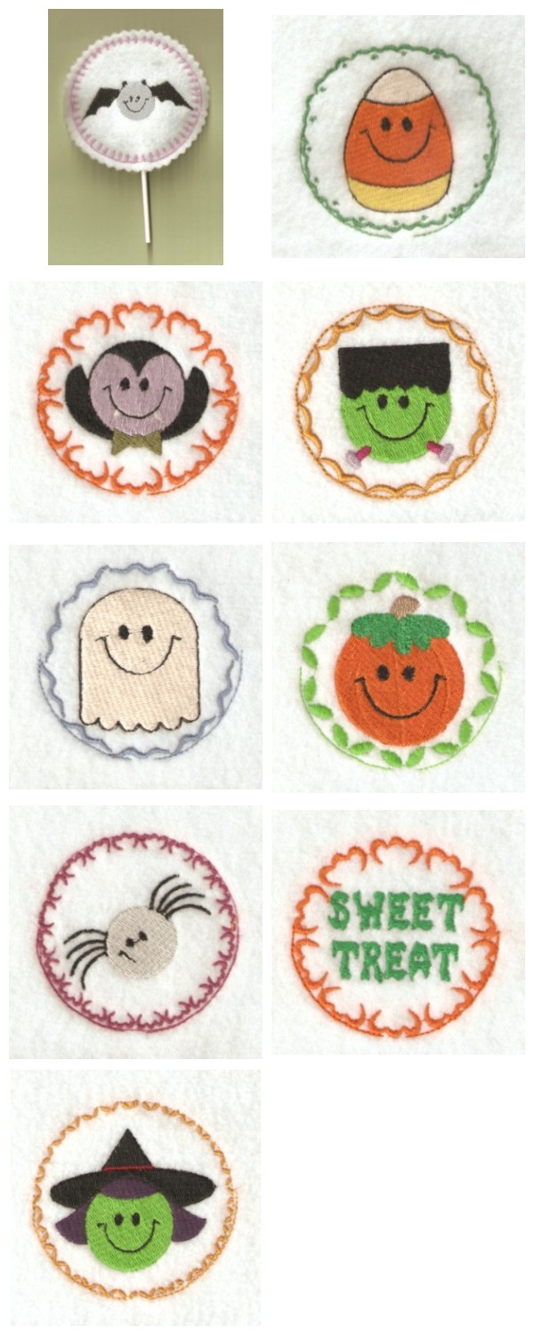 Halloween Sucker Covers 2 Embroidery Machine Design Details