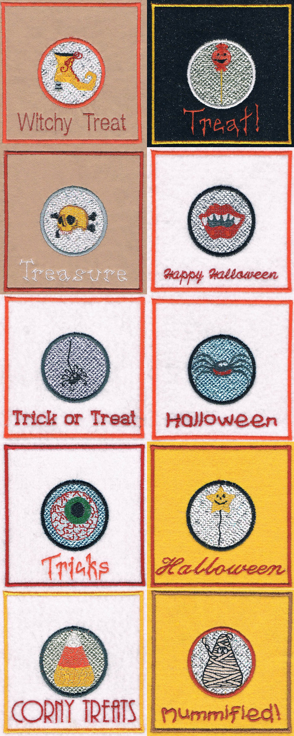 Halloween Treat Bag Toppers Embroidery Machine Design Details