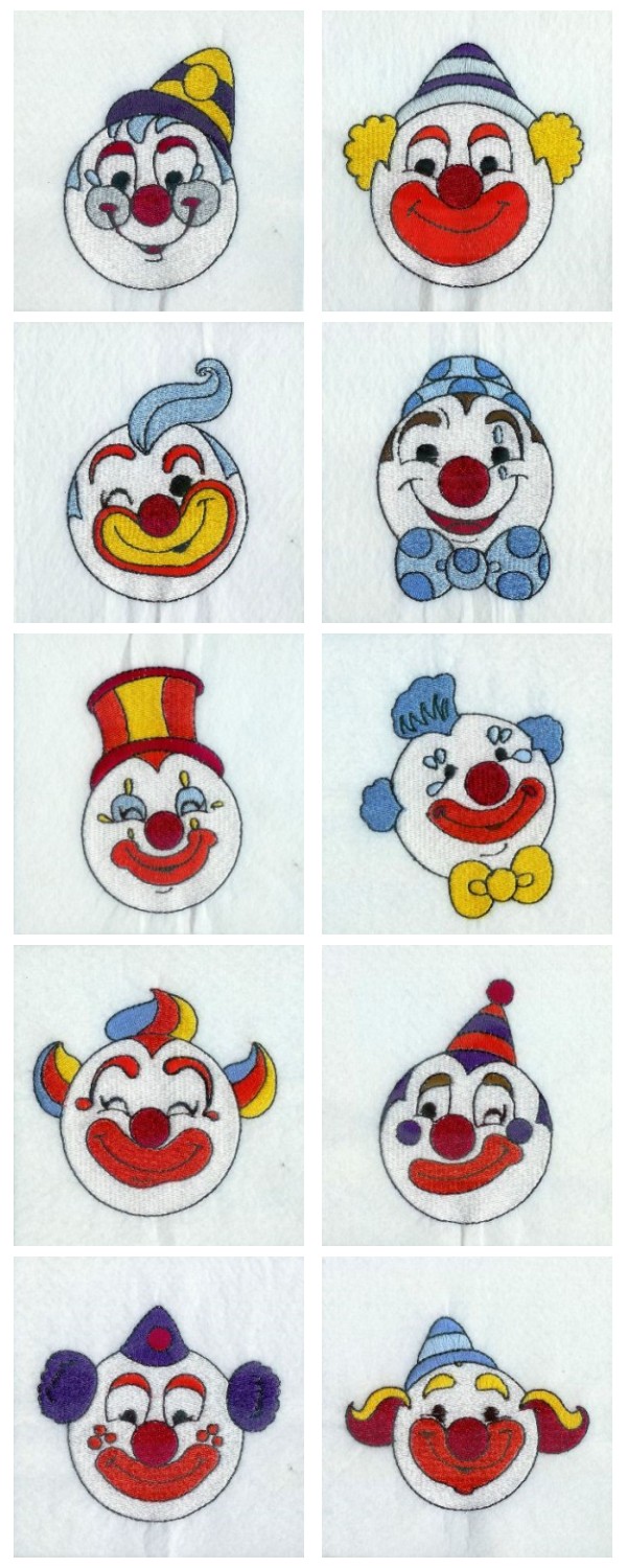 Happy Clowns Embroidery Machine Design Details