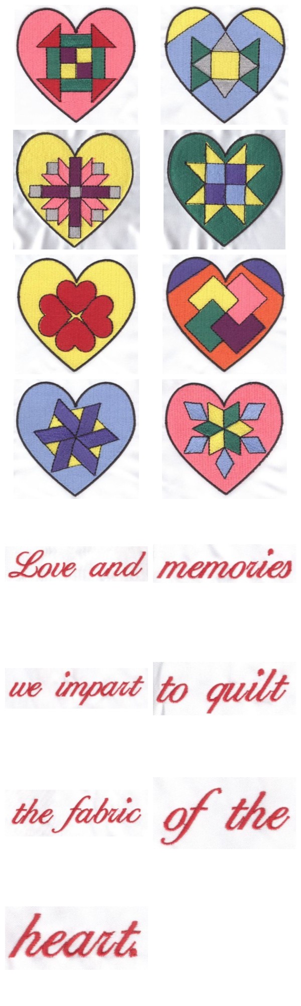 Heart Quilt Embroidery Machine Design Details