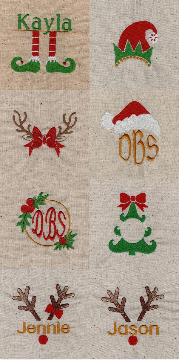 Holiday Monogram Fun Embroidery Machine Design Details