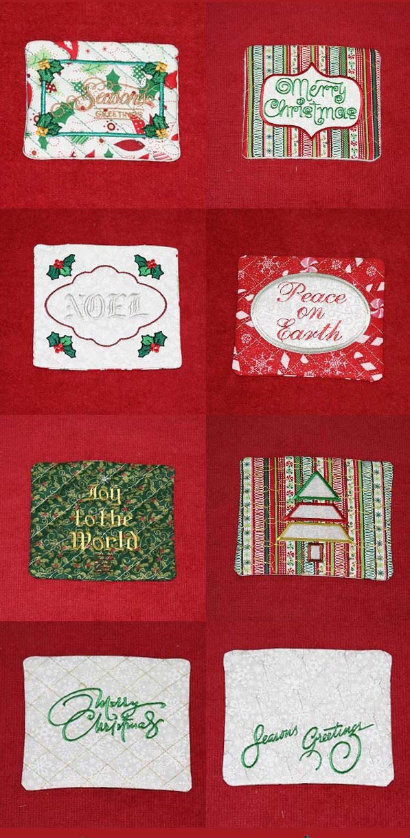 Holiday Mug Rugs Embroidery Machine Design Details