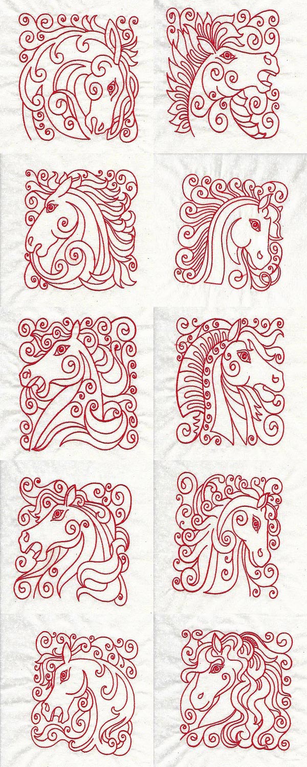 Horse Blocks Embroidery Machine Design Details