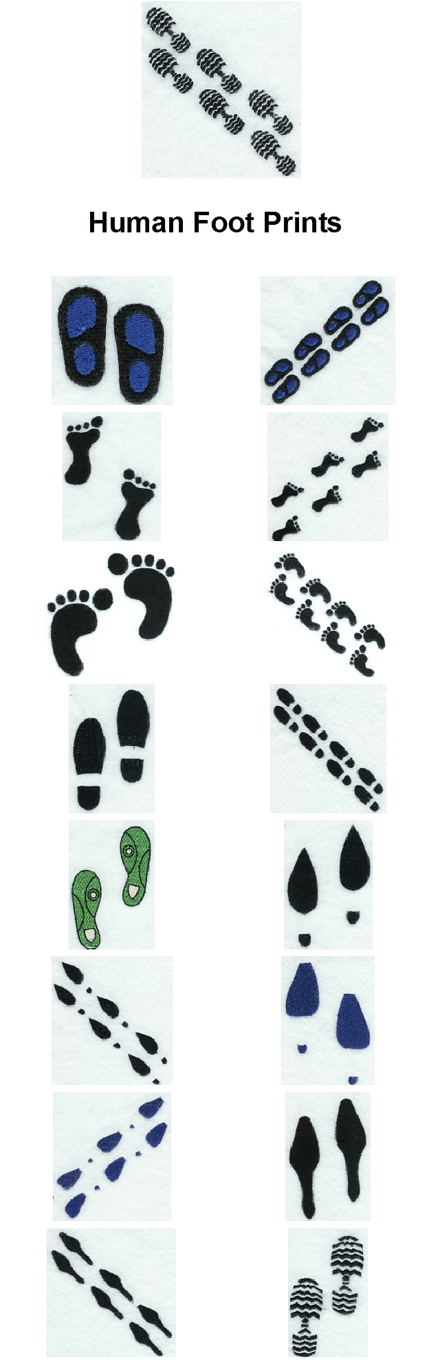 Human Foot Prints Embroidery Machine Design Details