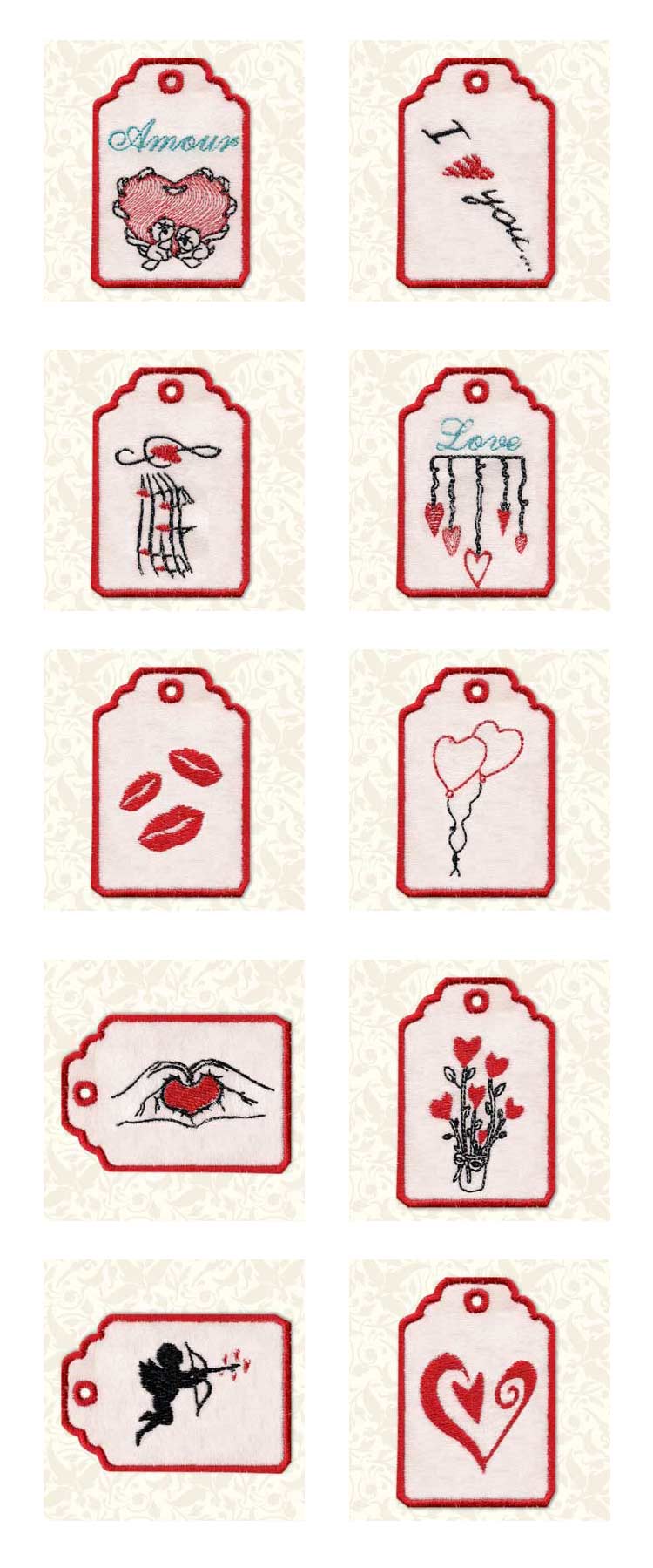 In The Hoop Valentine Gift Tags Embroidery Machine Design Details