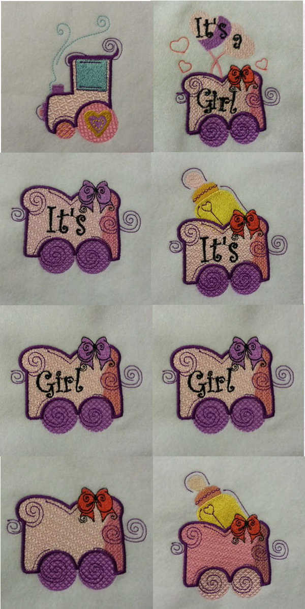 Its a Girl Train Embroidery Machine Design Details