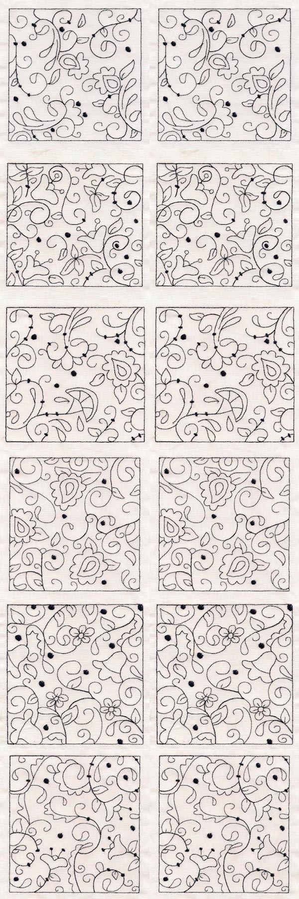 Jacobean Redwork Blocks Embroidery Machine Design Details