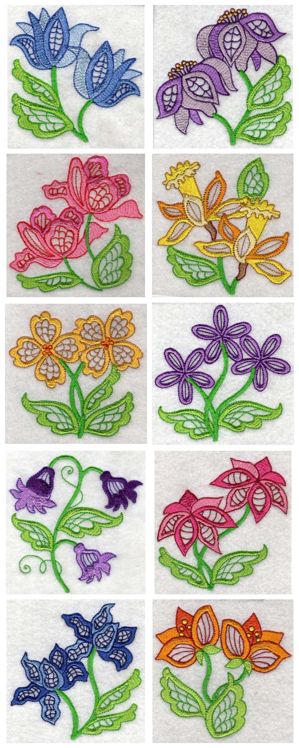 Jacobean Flowers Embroidery Machine Design Details