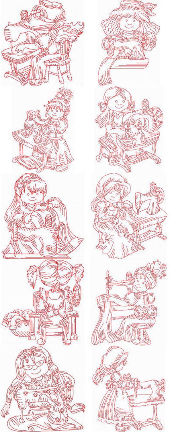 JN Bonnet Girls Sewing Embroidery Machine Design Details