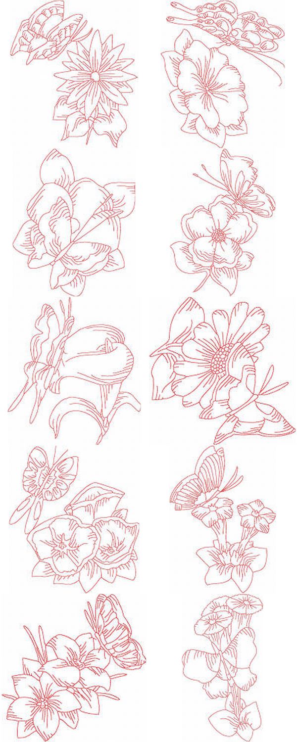 JN Butterfly Flowers Embroidery Machine Design Details