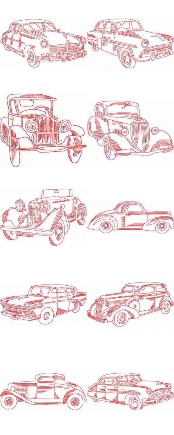 Classic Cars Embroidery designs by Crispincraft Trading Company