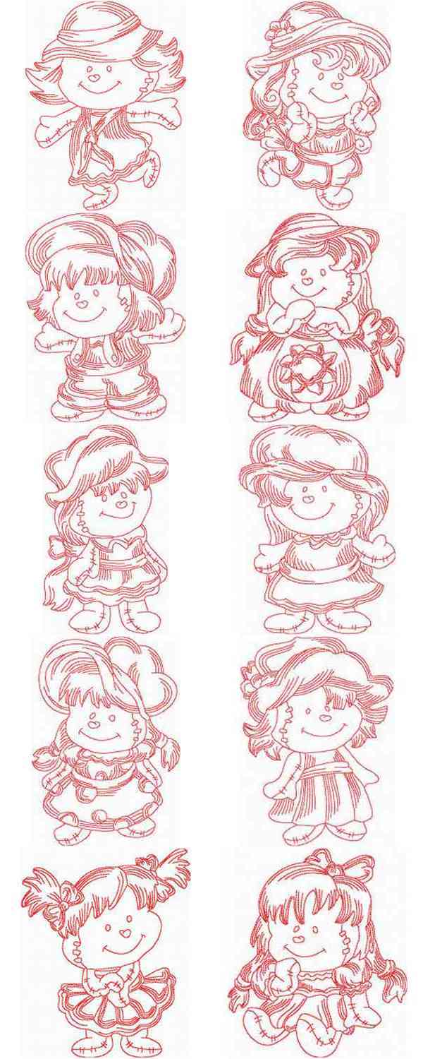 JN Happy Rag Dolls Embroidery Machine Design Details