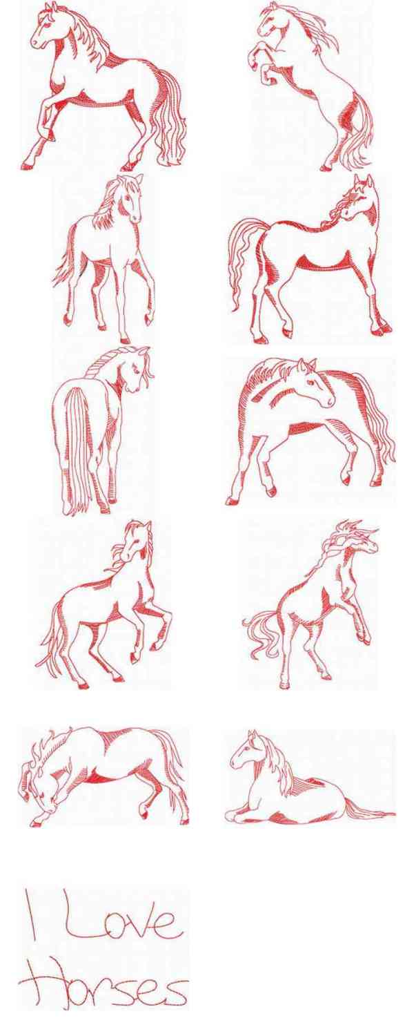JN Horses Embroidery Machine Design Details