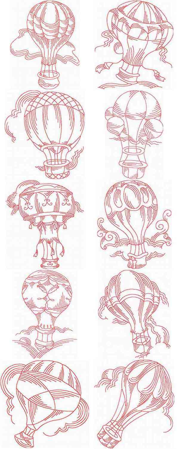 JN Hot Air Balloons Embroidery Machine Design Details