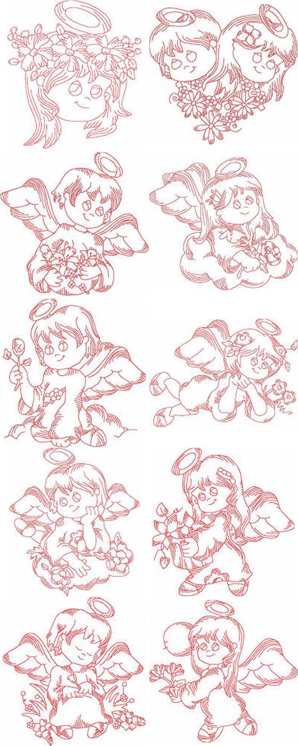 JN Lil Angels Flowers Embroidery Machine Design Details