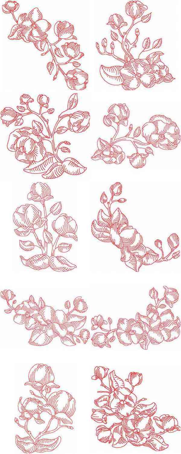 JN Magnolias Embroidery Machine Design Details