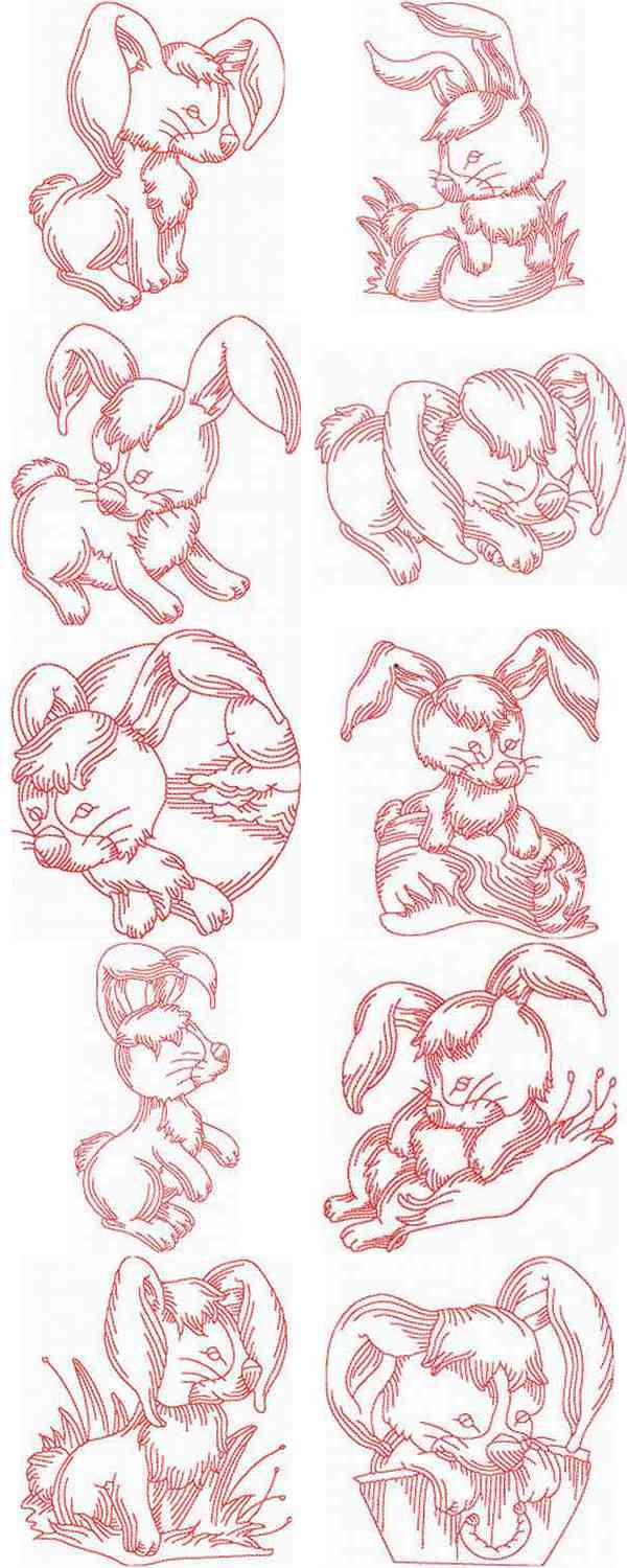 JN Rabbits Embroidery Machine Design Details