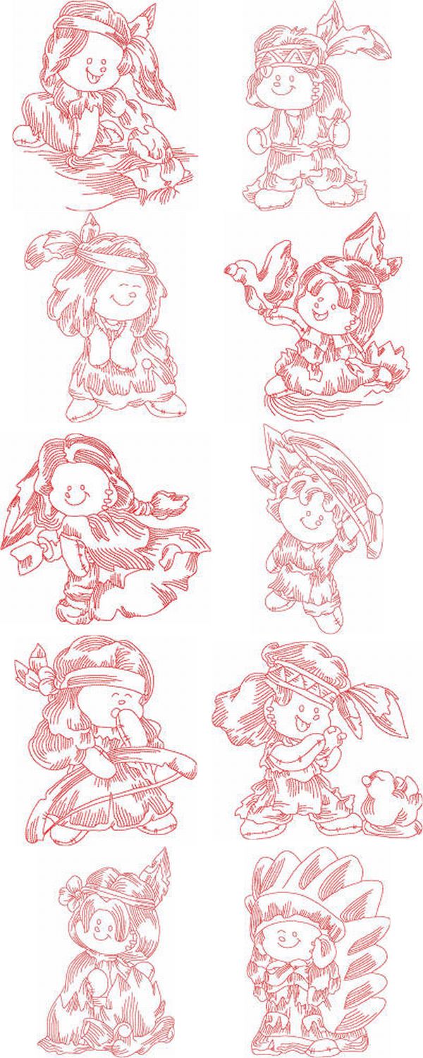 JN Rag Doll Indians Embroidery Machine Design Details