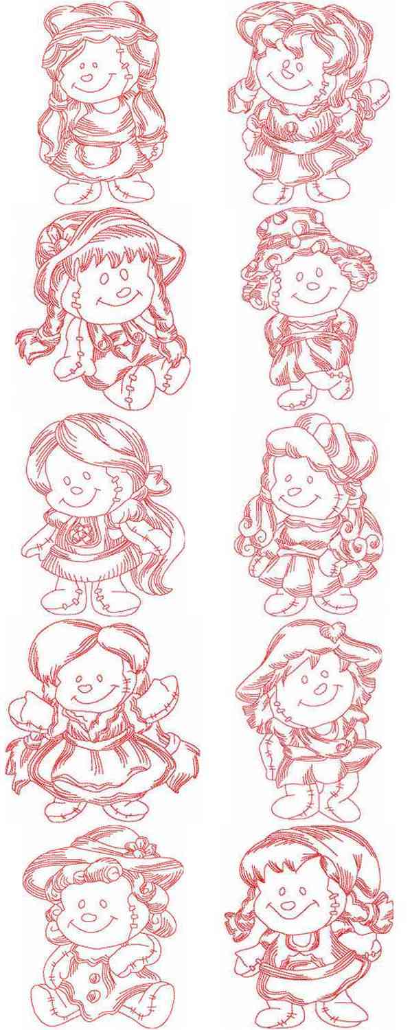 JN Rag Dolls 2 Embroidery Machine Design Details