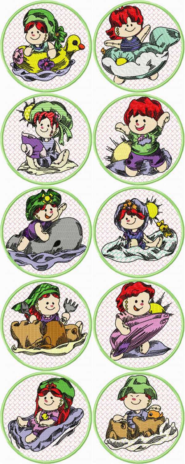 JN Rag Dolls Coasters Embroidery Machine Design Details