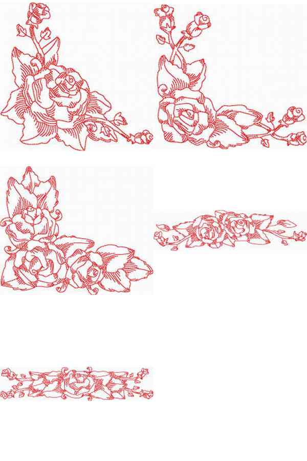 JN Rose Borders Mini Set Embroidery Machine Design Details