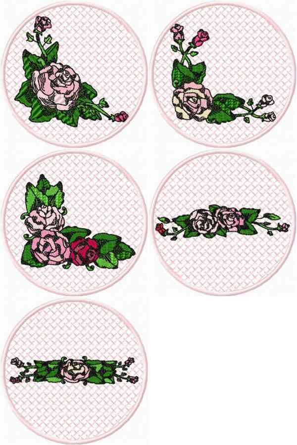JN Rose Coasters Embroidery Machine Design Details