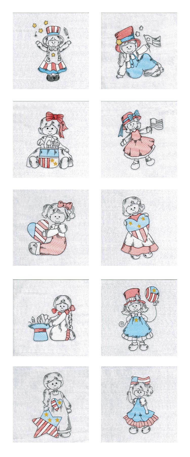 4th of July Country Girls Embroidery Machine Design Details