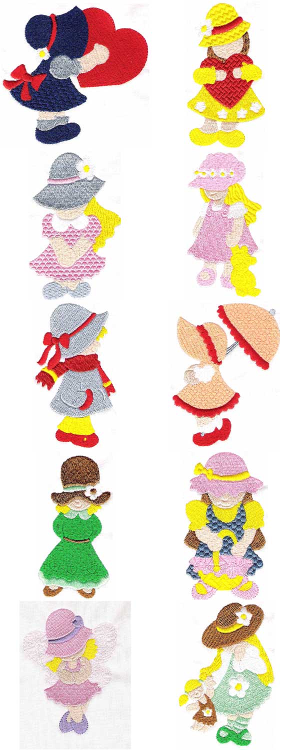 Kid Bonnets 2 Embroidery Machine Design Details